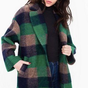 American Apparel green plaid wool coat